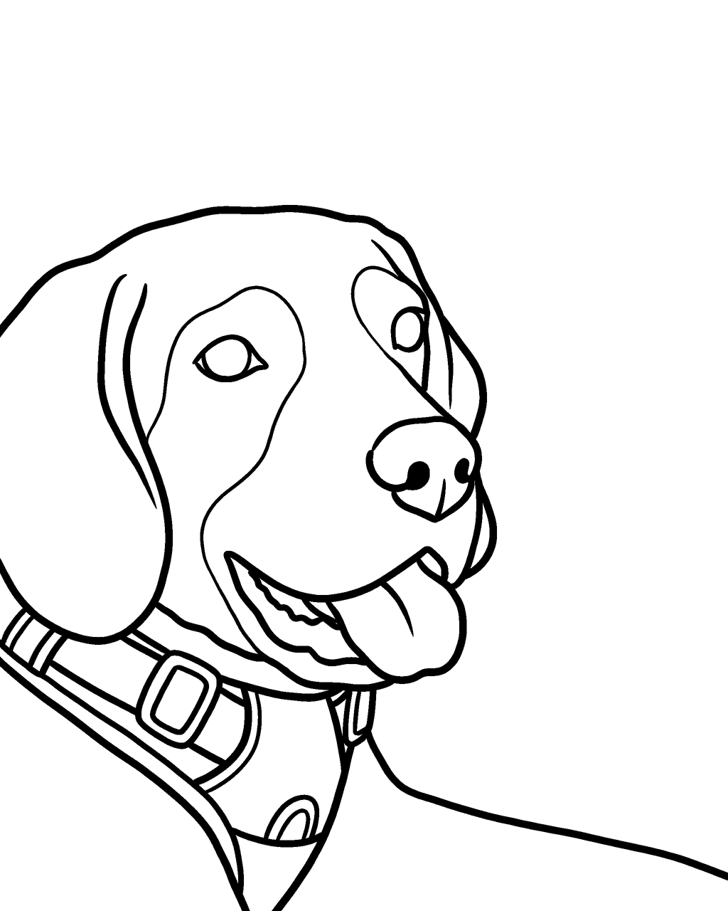 Easy coloring page of a beagle, ages 2–5